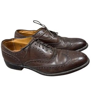 Alden Mens 10 AAA/A Shoes Brown Leather Calfskin Wing Tip Oxfords Vibram